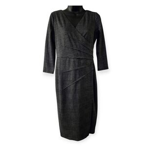 Calvin Klein Collection Black Plaid Long Sleeve Dress